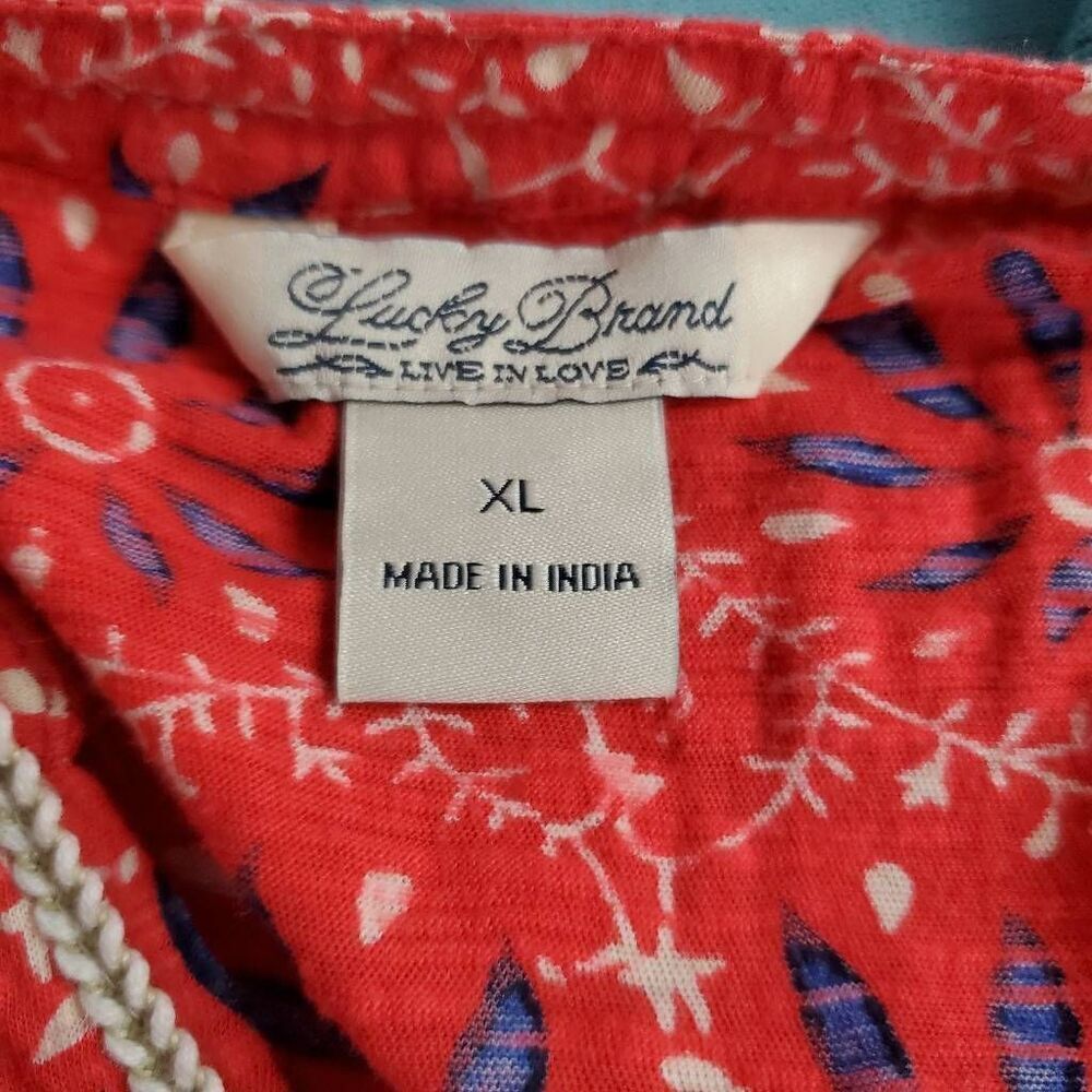 Lucky Brand Women’s Red Boho Floral Tunic Top XL - Picture 3 of 5
